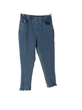 DreamJeannes By Quacker Factory XXS Short Denim Jeans Rhinestone Heart Hem #D-30